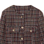 Elegant Classic Style Round Neck Long Sleeve Short Coat