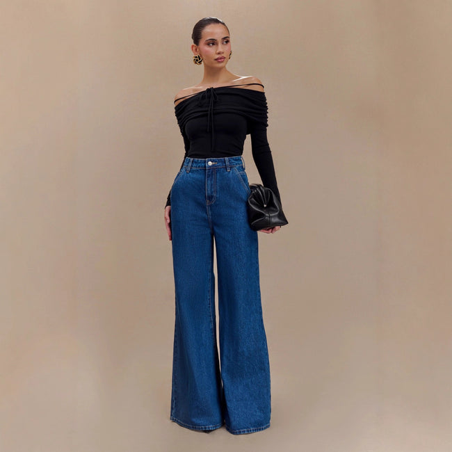 European And American Graceful And Fashionable Wide Leg Jeans Loose Ladies Hover Image