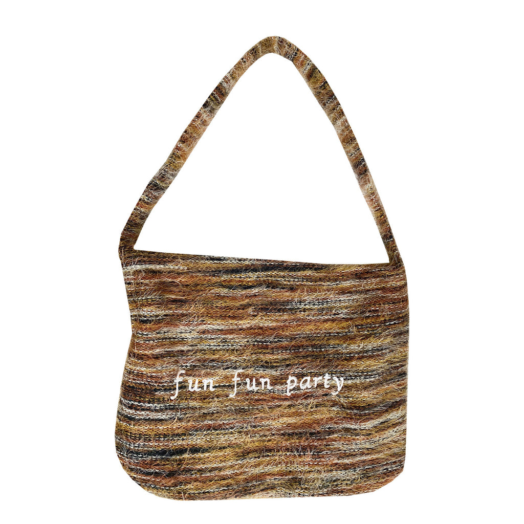 Plush Shoulder Bag Women's Messenger Bag Retro Alphabet Embroidered Commuter Tassel Bag