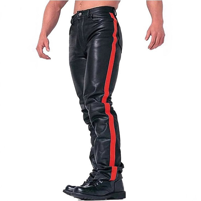 Trendy Nightclub Skinny Motorcycle PU Leather Casual Trousers Hover Image