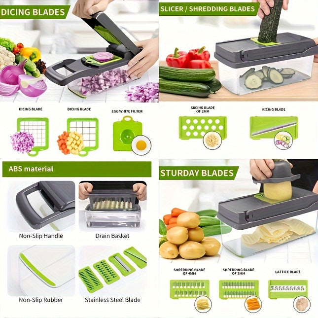 Multifunctional Vegetable Chopper Stainless Steel Blades