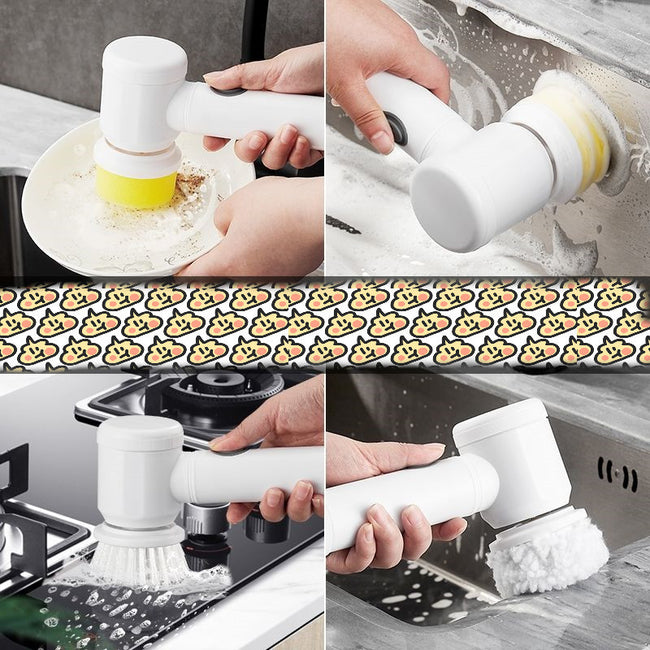 Kitchen Supplies Multifunctional Brush Electric Scrubber Rechargeable Dishwashing Brush Automatic Range Hood Stove Main Image