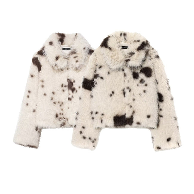 Artificial Fur Animal Pattern Coat For Women Hover Image