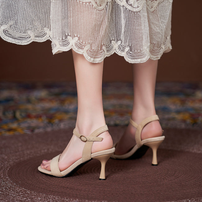 Women's Comfortable Small Size Sandals With Simple High Heel Strap Main Image