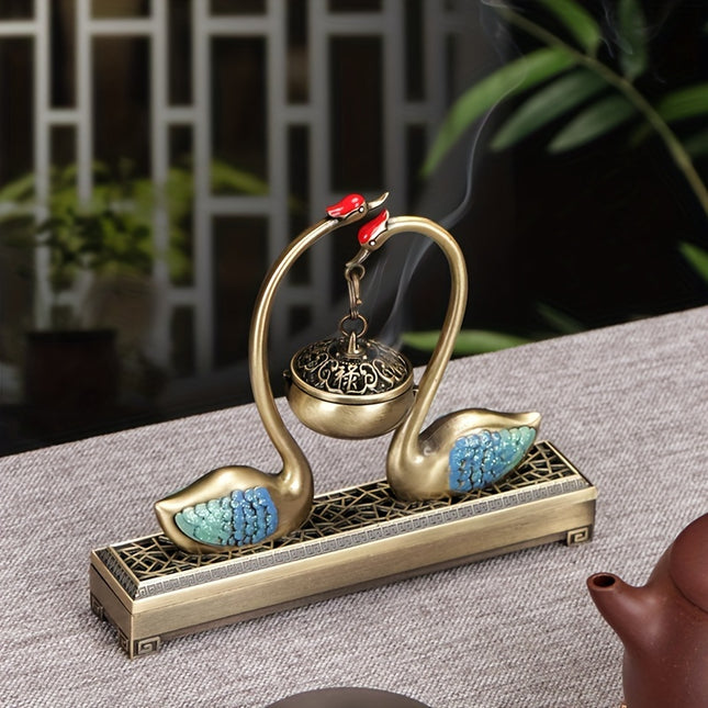 Lasody Swan Lake Metal Incense Burner Dual Use Unscented