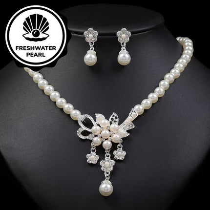 Shimmer Freshwater Pearls Jewelry Set For Weddings Gift