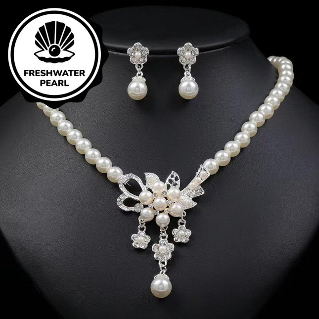 Shimmer Freshwater Pearls Jewelry Set For Weddings Gift
