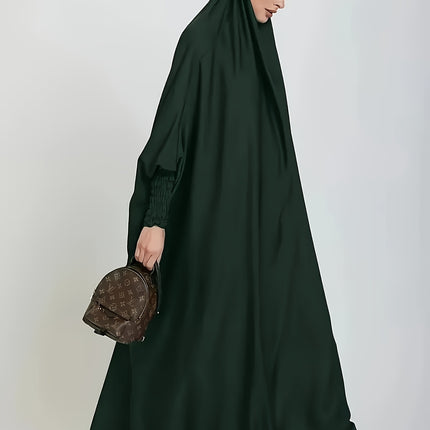 Navy Blue Womens Islamic Abaya Robe Flowing Modest Dress