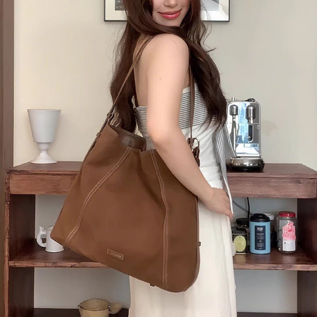 Large Capacity Simple Soft Leather High-grade Suede Messenger Bag Hover Image