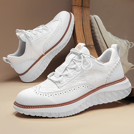 AEFE Mens Lightweight Low Top Sneakers White Brown Casual