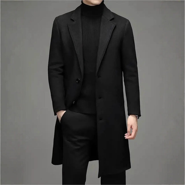 Men's Fashion Casual Slim-fit Woolen Coat Hover Image