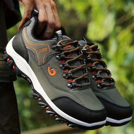 Mens Outdoor Hiking Shoes Low Top Lace Up Geometric Pattern