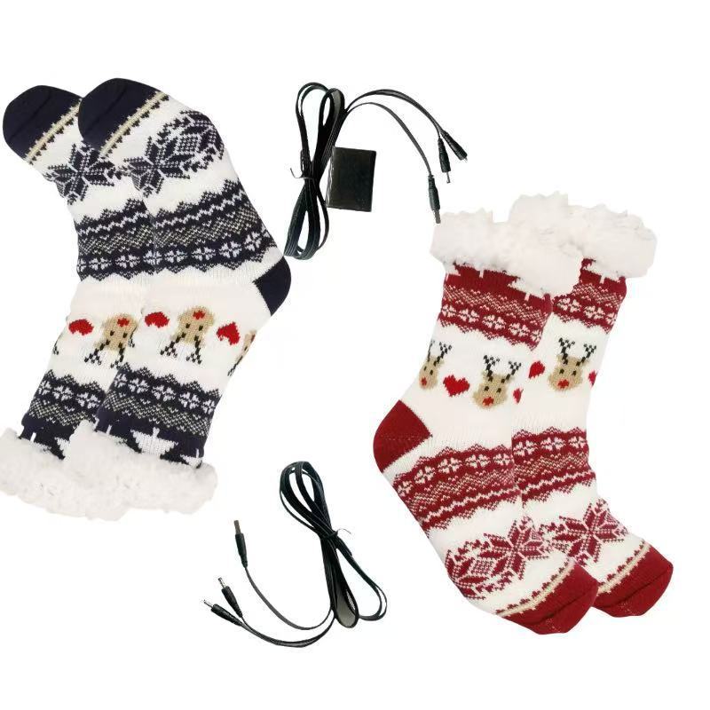 USB Electric Heating Warm Thickened Heating Room Socks