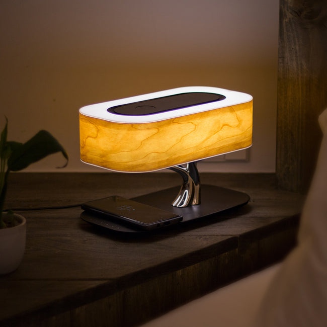 Creative Tree Light Table Lamp Bluetooth-Compatiable Music Speaker Bedside Light Dimmable Phone Wireless Charging Desk Lights Hover Image