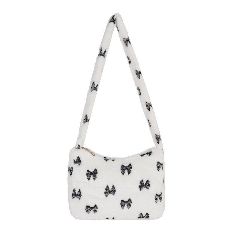 Shoulder Bag Contrast Color Fur Bag Autumn And Winter Plush Casual Handbag