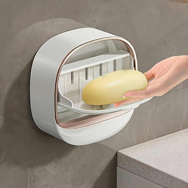 Easy Install Wall Mounted Soap Dish With Lid No Drilling