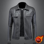 Men's Lapel Biker's Leather Jacket Slim Fit