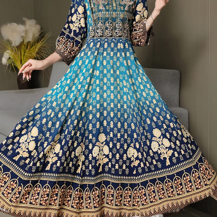 Bohemian Embroidered Maxi Dress Middle Eastern Vintage