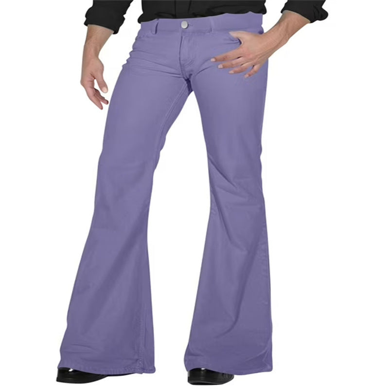 Solid Color Daily Casual Stretch Slim Retro Bell-bottom Pants