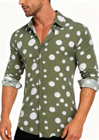 A Casual And Versatile Long-sleeved Shirt With Polka Dot Prints For Teenagers And Men
