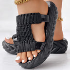 Platform Sandals Summer Braided Knit Hollow Open Toe Slipper Sandals - Anklet Not Included