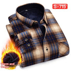 Autumn And Winter Warm Shirt Men's Long Sleeve Middle-aged Fleece Lined Padded Shirt