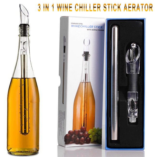 Wine Bottle Cooler Stick Stainless Steel Wine Chilling Rod Leakproof Wine Chiller Beer Beverage Frozening Stick Bar Tools Hover Image