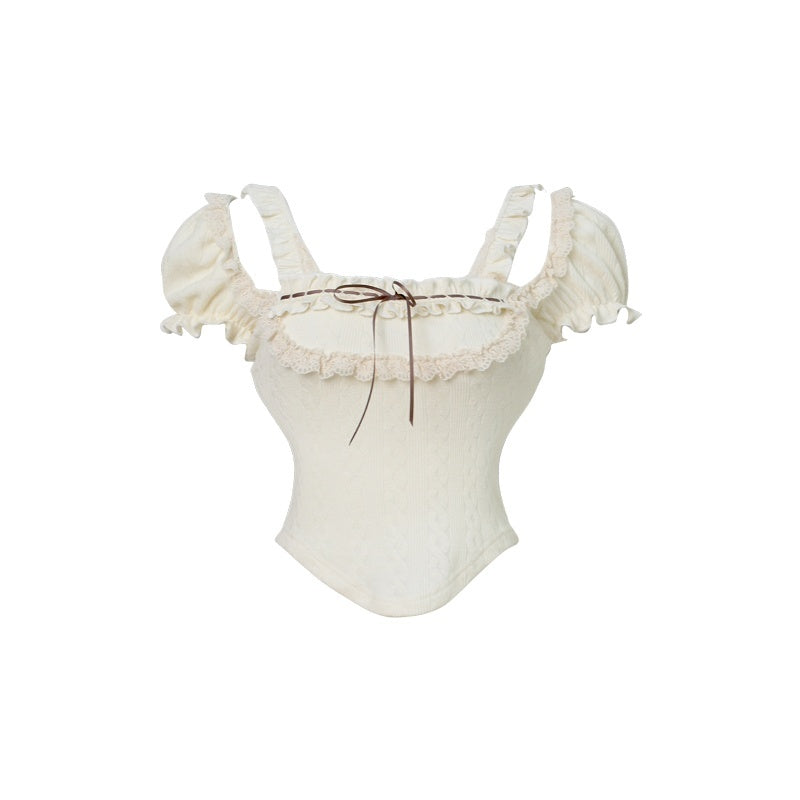 Apricot Knitted Top Brown Hip Skirt Shawl