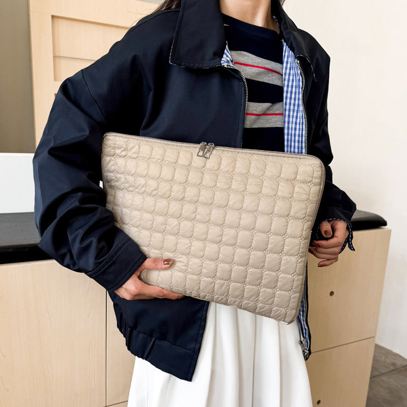 Solid Color Cloud Cotton Pleated Plaid Casual Simple Flat Storage Bag