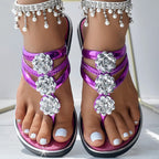 Floral Pattern Flip-Flops Comfortable Casual Summer Beach Slippers - Anklet Not Included