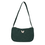 Solid Color Corduroy Butterfly Large Capacity Shoulder Bag