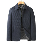 Men's Jacket Lightweight Business Diamond Lattice Shirt Autumn Winter Cotton-padded Coat