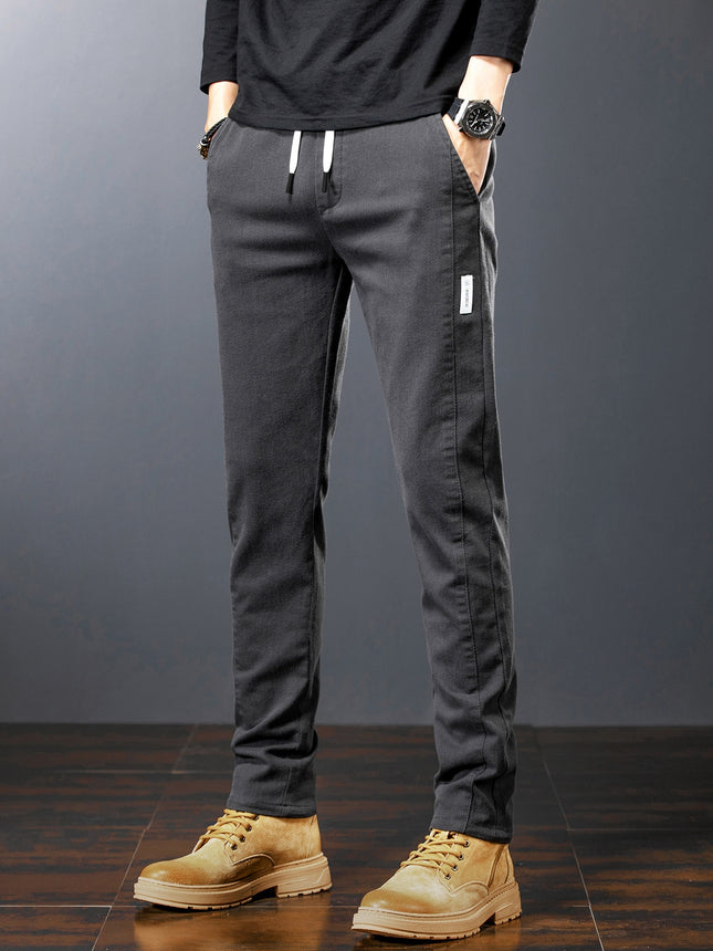 Men's Slim Fit Pants With Side Pockets Beige Neutral