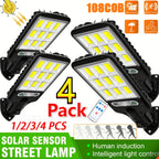 Solar Powered Motion Sensor Outdoor Garden Light With 108 COB LED Lights