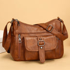Retro Large Capacity Soft Authentic Leather Tactile Feel Shoulder Messenger Bag