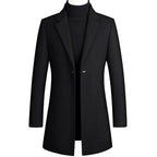 Korean Style Long Woolen Trench Coat With One Button