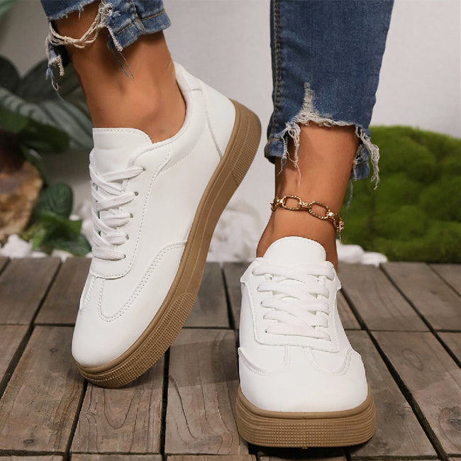 New Casual Fashion Running Women's Korean-style Flat Lace-up White Shoes Main Image
