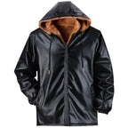 Winter Fleece-lined Plus Thick And Wide Leather Coat For Men