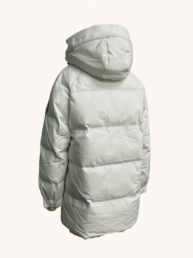 Solid Color Zip Up Hooded Coat Quilted Warm Winter Coat