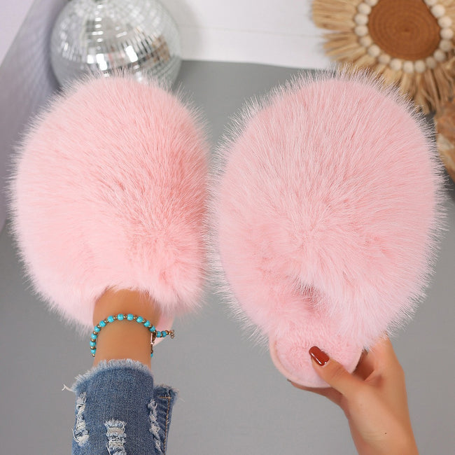 Large Size Solid Color Fluffy Soft Bottom Winter Baotou Home Warm Multi-color Cotton Slippers Main Image