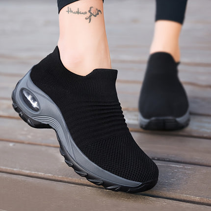 Women Breathable Slip On Sneakers With Air Cushion Mid Top
