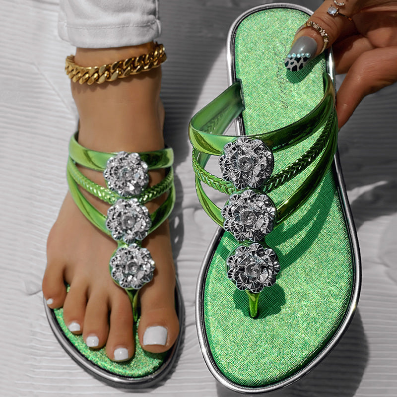 Floral Pattern Flip-Flops Comfortable Casual Summer Beach Slippers - Anklet Not Included