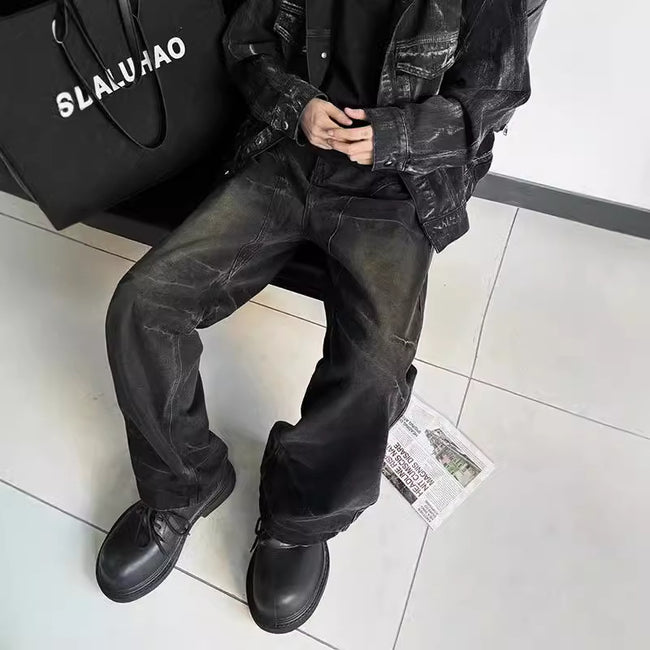 Washed Black Straight Deconstructing Dirty Mud Texture Main Image