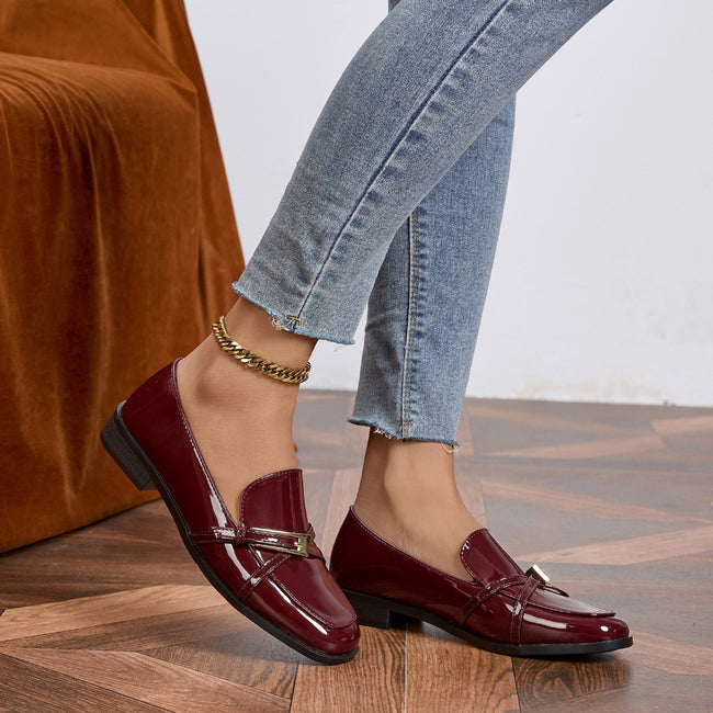 Casual All-Match Patent Leather Square Toe Leather Shoes Main Image