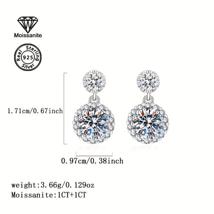 Sterling Silver Moissanite Earrings 2 Ct Luxury Classic