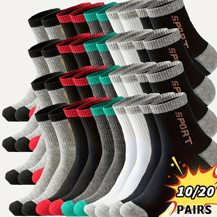 Men's All Season Sports Socks 20 Pairs Breathable Polyester