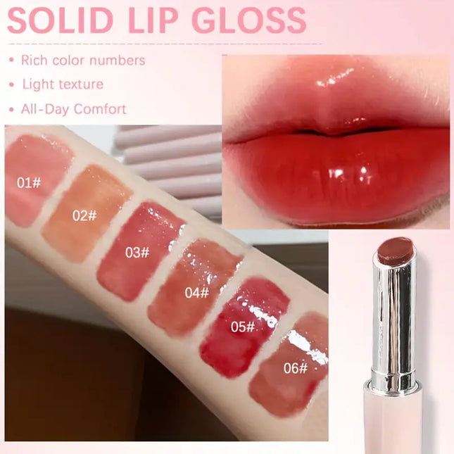 Six Piece Press On Lip Gloss Set Moisturizing Glossy Finish