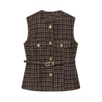 Women's Fashionable Belt Texture Top Vest