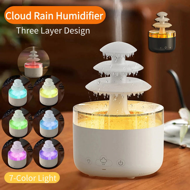 New Cloud Rain Air Humidifier Essential Oil Aromatherapy Diffuser USB Mute Mist Air Humidifier With Colorful Light Hover Image