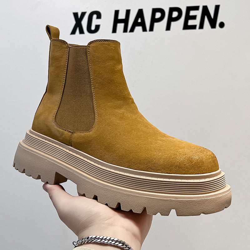 Chelsea Men's Low-top Smoke Pipe Platform Martin Boots